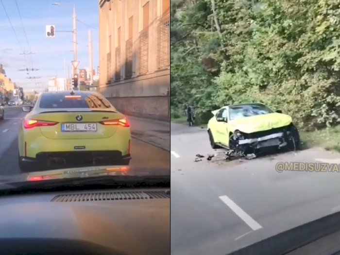 BMW M4 Competition Terlibat Kecelakaan, Tabrak 3 Mobil yang Ada di Jalan