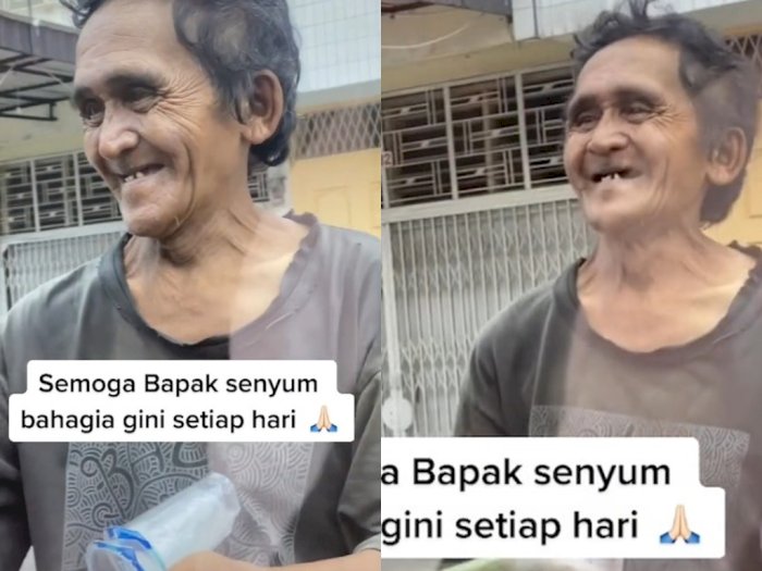 Senyuman Pria Tua yang Tak Punya Rumah Ini Sangat Tulus, Netizen Jadi Terharu Melihatnya