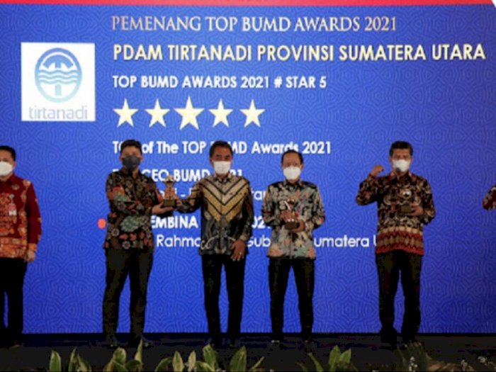 Selamat! PDAM Tirtanadi Raih TOP BUMD Awards 2021 Kategori Bintang 5