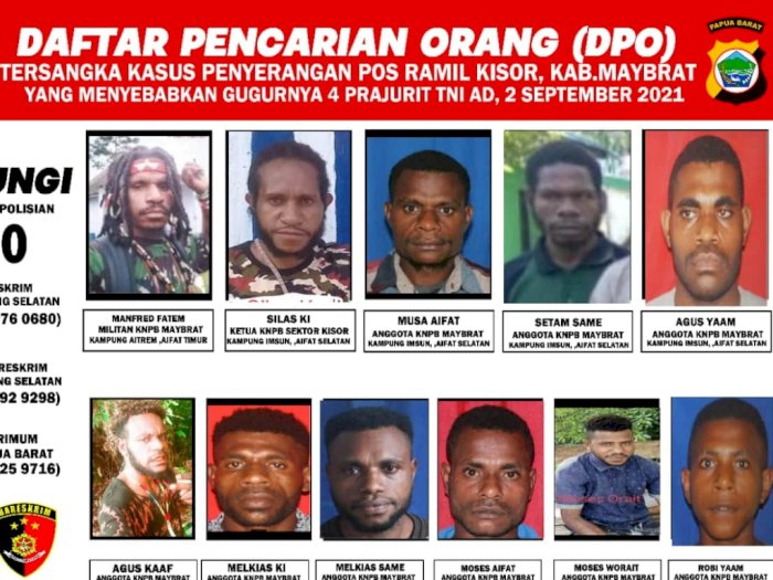 Buron! Ini Wajah 11 Teroris KKB Pelaku Penyerangan Posramil yang Bunuh 4 TNI di Papua