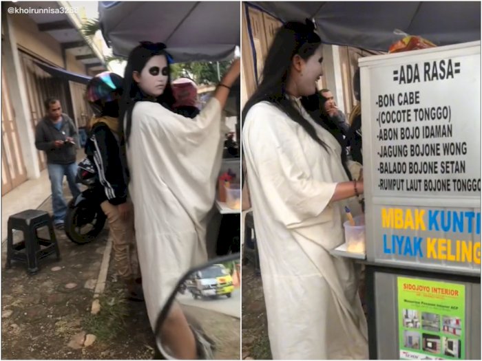 Viral Wanita yang Berdandan Jadi Kuntilanak Saat Berjualan, Bikin Netizen Kaget