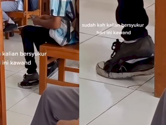 Memilukan, Pelajar Ini Pakai Sepatu Robek ke Sekolah, Ramai Netizen Ingin Kirim Sepatu
