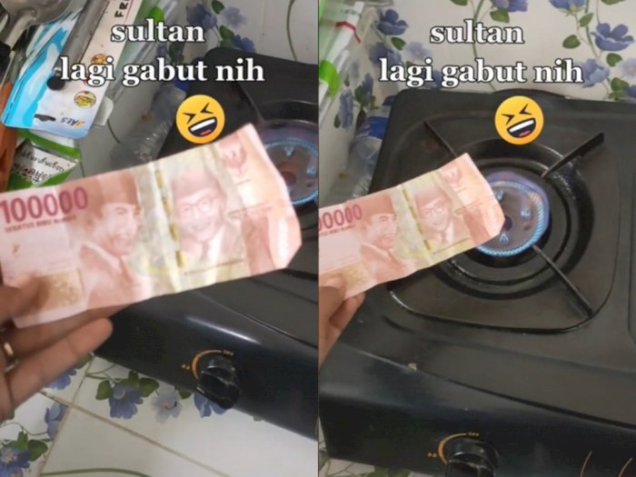Viral Video Wanita Gabut Bakar Uang Pakai Kompor Gas, Netizen Syok Ternyata Cuma Ini
