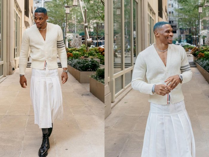 Tampil di New York Fashion Week, Bintang NBA Russell Westbrook Kenakan Rok Putih 