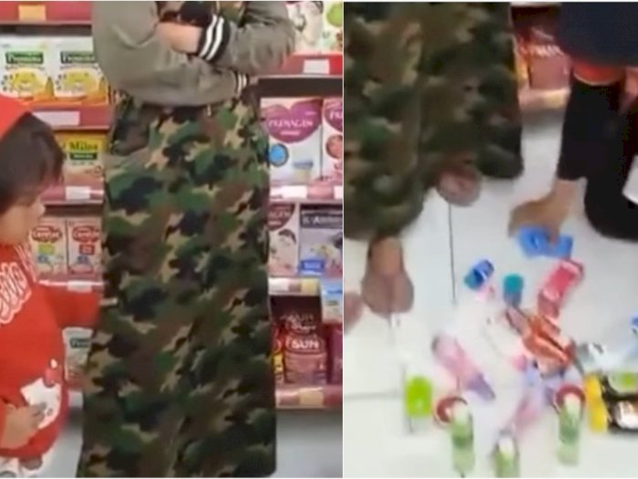 Viral Ibu-ibu Terciduk Mencuri di Minimarket Sambil Bawa Anak, Barang Dimasukkan ke Celana