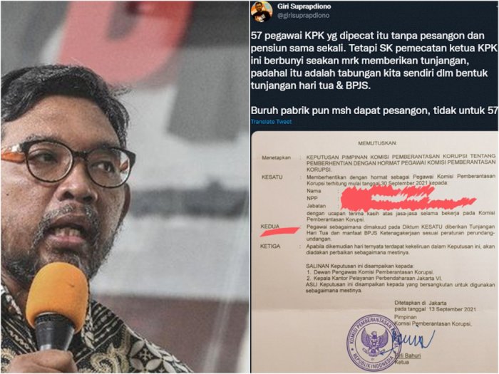 Giri Suprapdiono Ungkapkan 57 Pegawai KPK Dipecat Tanpa Pesangon dan Tunjangan