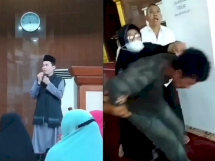 Detik-detik Video Ustaz Asal Batam Diserang saat Tausiah di Masjid Baitusyakur 