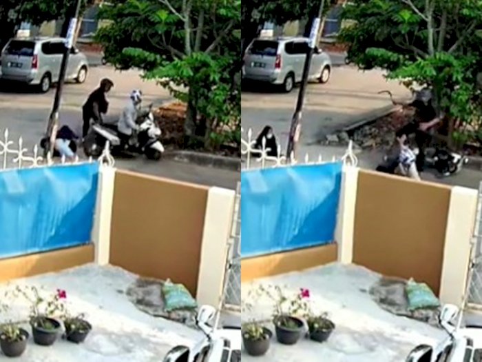 Ngeri! Detik-detik Kakek Dibacok OTK Berhelm Hitam Pakai Celurit di Jalanan Palembang