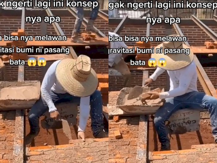 Tukang Bangunan Ini Bikin Tembok Lawan Gravitasi,  Netizen Beri Apresiasi