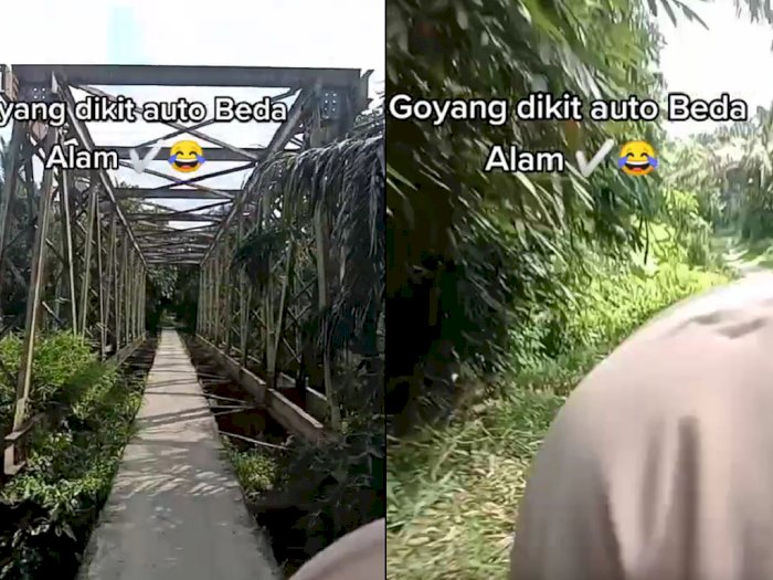 Serem! Wanita Ini Ajak Netizen Lewati Jembatan Maut: Goyang Dikit Auto Beda Alam