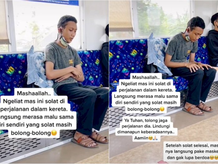 Viral Video Pria Salat dalam Posisi Duduk di KRL, Bikin Netizen Tertampar dan Nangis