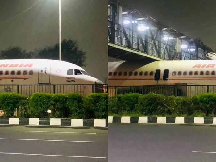 Duh! Pesawat Air India Ini Nyangkut di Bawah Jembatan  Penyeberangan Orang, Ini Alasannya
