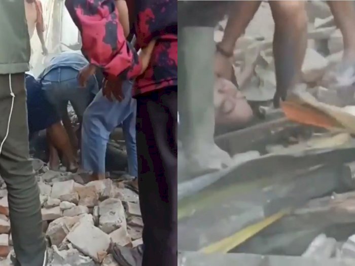 Tragis, Ibu-ibu Penjual Rujak Tewas Tertimpa Reruntuhan Bangunan saat Berjualan di Tegal