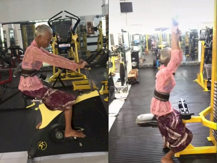 Viral Video Nenek-Nenek Pakai Kebaya dan Tanpa Alas Kaki Lagi Nge-Gym, Netizen Salut