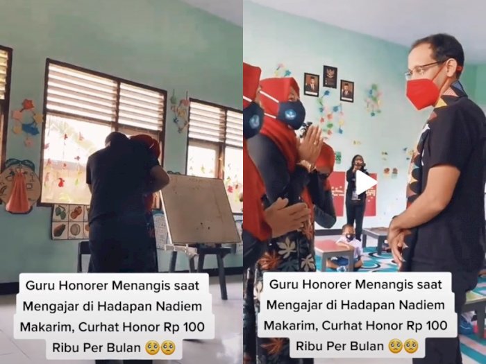 Guru Honorer Nangis Terisak di Hadapan Nadiem Makarim, Ngadu Digaji Rp100 Ribu Per Bulan