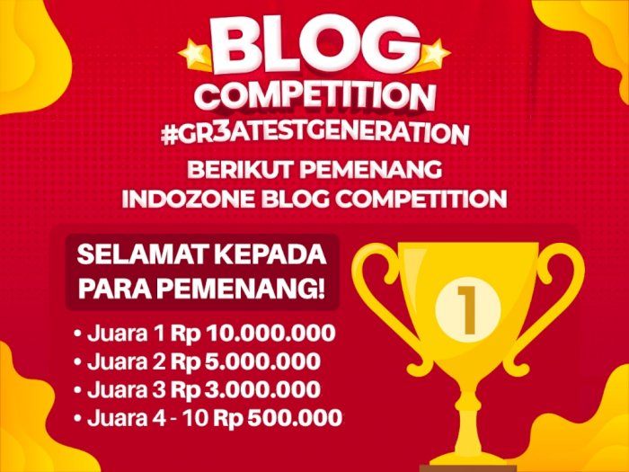 Selamat! Inilah Daftar Pemenang INDOZONE Blog Competition 2021