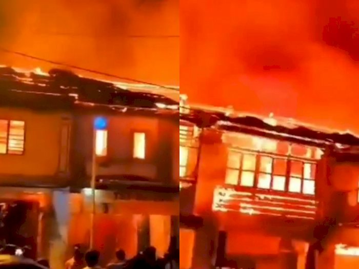 Kebakaran Hebat di Lubukpakam Terekam Kamera Warga, 7 Ruko Ludes Dilalap Api