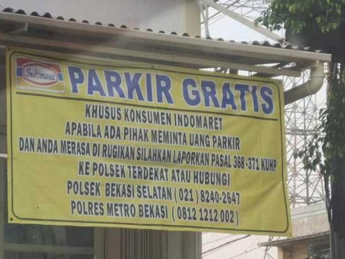 Polisi Buka Suara soal Parkir Gratis di Indomaret Bekasi