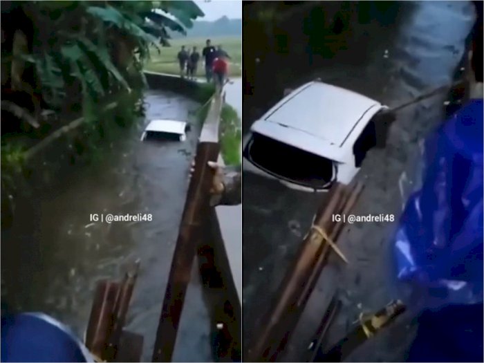 Diduga Belum Mahir, Mobil Matic Hanyut di Selokan Bekasi Hingga Ratusan Meter