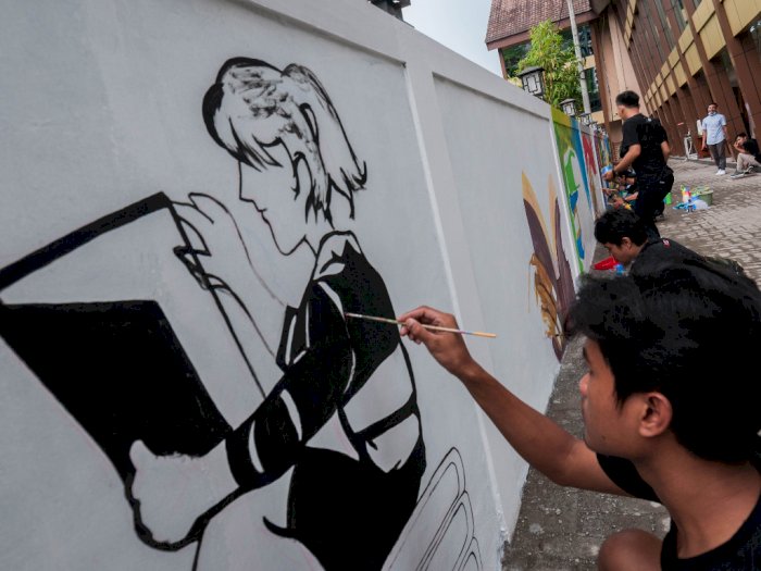 Aksi Mural Serentak Sambut Hari Sumpah Pemuda, Ini Foto-fotonya