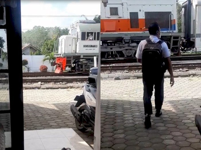 Tak Datang ke Stasiun, Petugas KAI Ini Malah Dijemput  Kereta di Depan Rumahnya