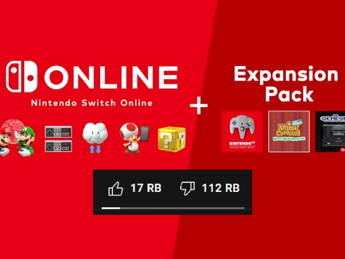 Pengumuman Ekspansi Switch Online Jadi Video dengan Dislike Terbanyak di YouTube Nintendo