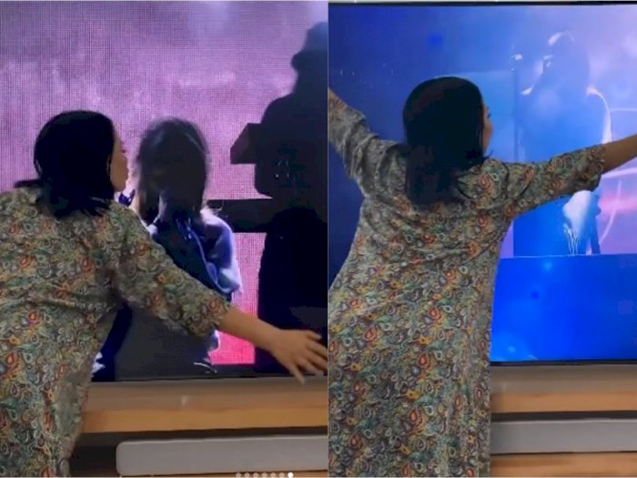 Momen Haru Titi DJ Cium & Peluk Layar TV saat Nonton Stephanie Poetri Manggung di LA