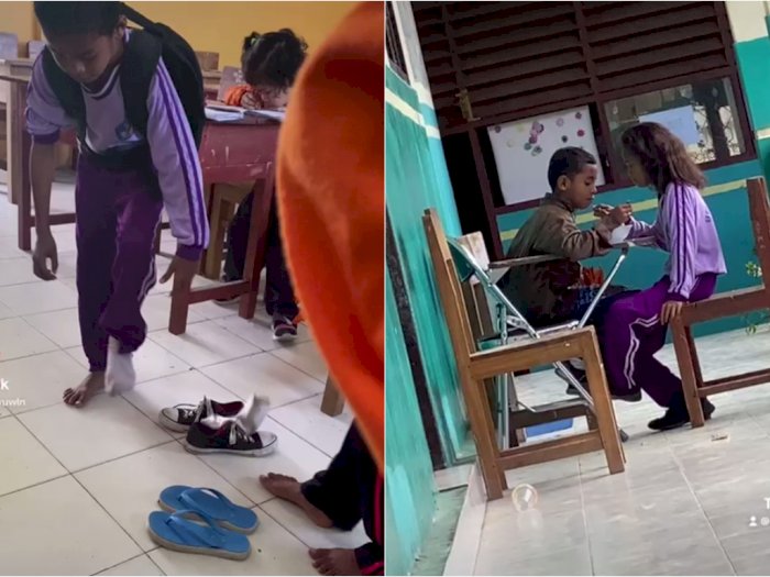 Kisah Pilu Kakak Beradik di Baubau Sultra, Bergantian Pakai Sepatu demi Sekolah