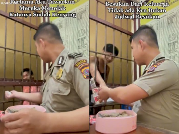 Viral Aksi Polisi yang Berbagi Makanan ke Tahanan Penjara, Bikin Publik Terharu