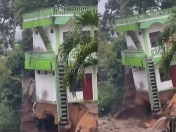 Viral, Detik-detik Banjir Robohkan Bangunan Bertingkat di Kota Padangsidempuan
