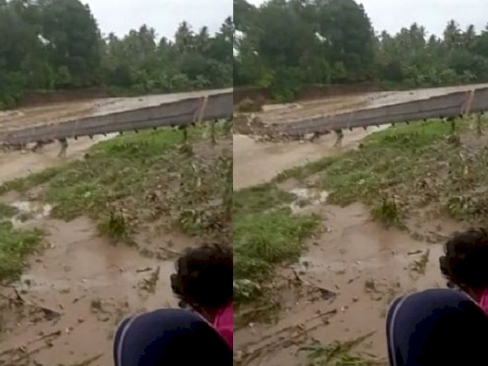 Dihantam Banjir Kiriman, Jembatan Gantung di Tapsel Hancur, Akses Dua Desa Putus Total 
