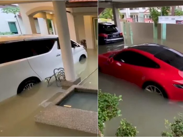 Banjir di Perumahan Elit, Mobil-mobil Mewah Terendam Air Berwarna Kecoklatan