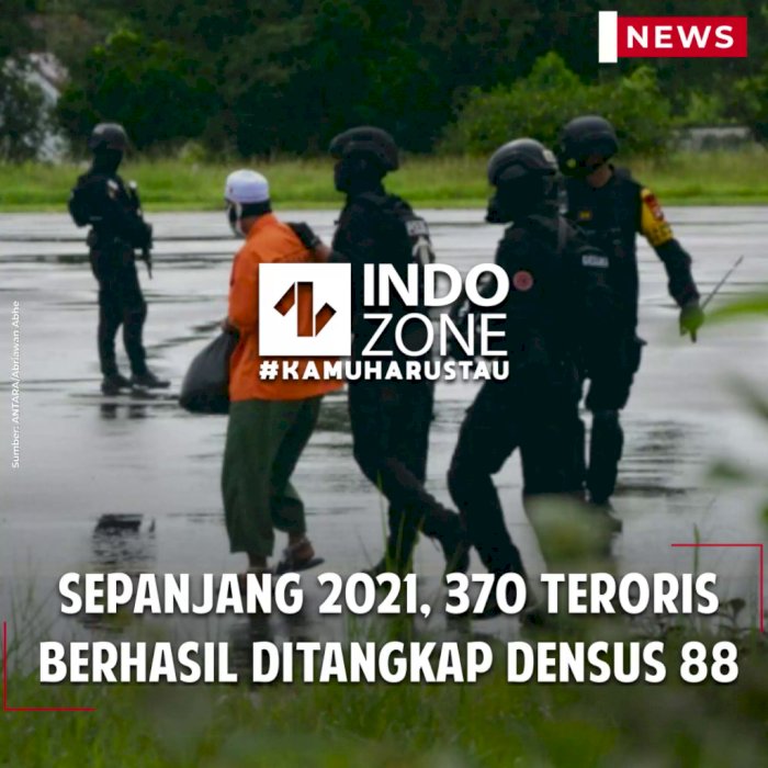 Sepanjang 2021, 370 Teroris Berhasil Ditangkap Densus 88