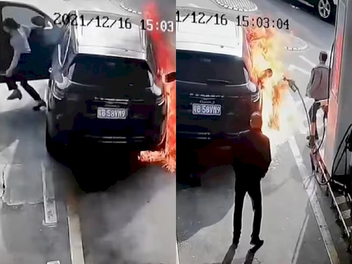 Pria di China Ini Sengaja Nyalakan Api Saat Mobil Porsche Sedang Isi BBM di SPBU!