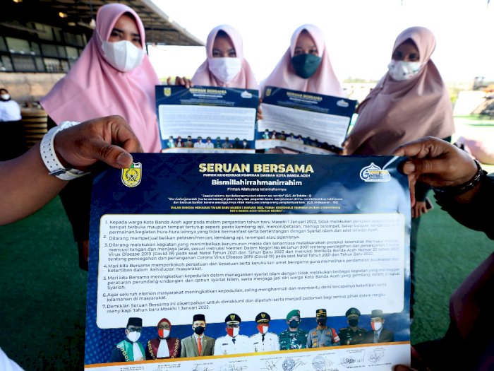 Sosialisasi Larangan Perayaan Tahun baru di Aceh, Berikut Foto-fotonya