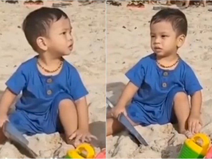 Viral Video Gala Kebingungan saat Main di Pantai: Seperti Nyari Papi Maminya