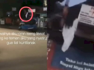Video Penampakan Diduga Kuntilanak Duduk di Atas Atap, Baju Putihnya Gantung-gantung