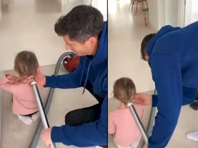Life Hack Unik ala Lewandowski, Kuncir Rambut Putrinya Pakai Vacuum Cleaner