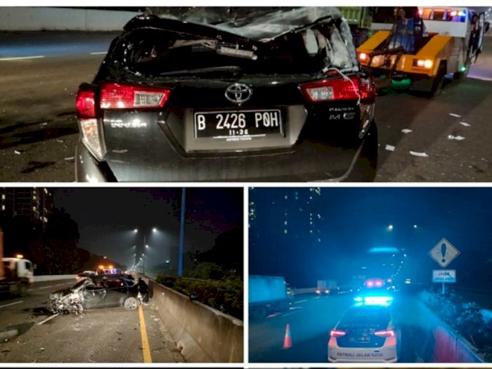Mobil Innova Remuk Tak Berbentuk Usai Kecelakaan di Tol Jakarta-Tangerang
