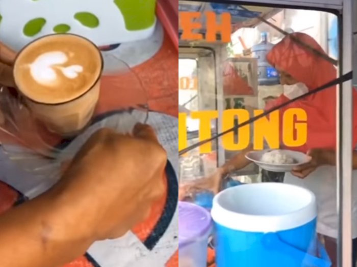 Ahay! Ibu Penjual Lontong Ini Sajikan Lontong dengan Kopi Latte Art ala Barista di Kafe