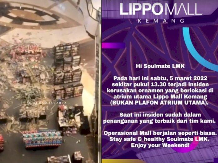 Viral Atap Plafon Mall di Kemang Jaksel Ambruk, Sejumlah Pengunjung Terluka