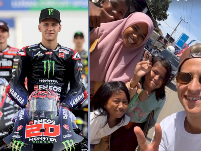 Tak Ikut Konvoi MotoGP di Jakarta, Fabio Quartararo Selfie Bareng Bocah-bocah Mandalika