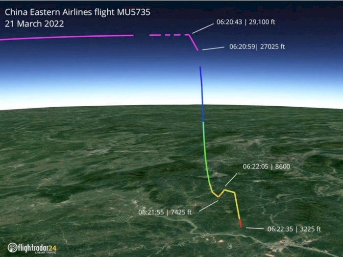 Misteri Pesawat China Eastern Kecelakaan, Tiba-tiba Jatuh dari Ketinggian Lalu Menukik   