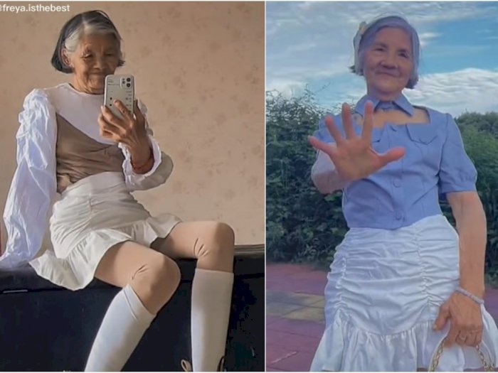 Keren! Nenek Tua Ini Bergaya bak Supermodel Kenakan Outfit Kekinian