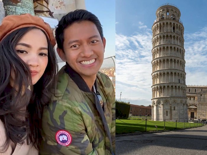 Menengok Belva dan Sabrina Bulan Madu Naik ke Puncak Menara Pisa: Miring dan Bikin Ngilu 
