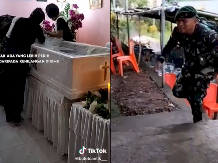 Momen Pilu Seorang Prajurit TNI Menangis saat Pulang ke Rumah, Ayahnya Meninggal Dunia