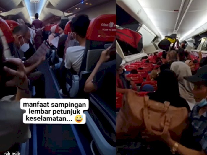 Rekaman Penumpang Pesawat Lion Air Kipasan Pakai Lembar Petunjuk Keselamatan, AC-nya Mati