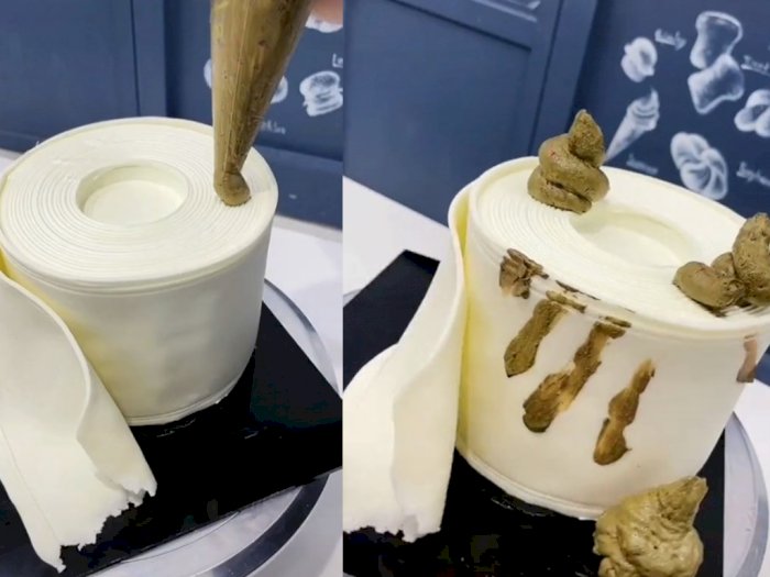 Viral Cake Berbentuk Tisu Toilet Dipenuhi Kotoran Manusia, Netizen: Jadi Gak Nafsu Makan