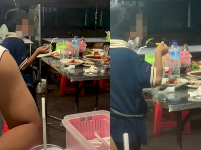 Potret Pilu Bocah Makan Sisa Makanan Orang di Warung, Diajak Makan oleh Seorang Pria