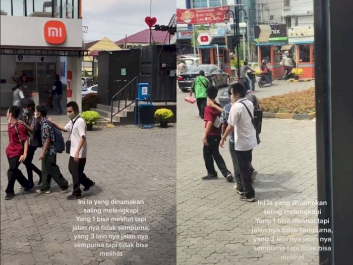 Saling Melengkapi, Para Pria Disabilitas ini Saling Rangkul saat Berjalan ke Luar Mal